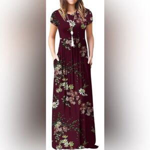 Floral Maxi Dress in Burgundy